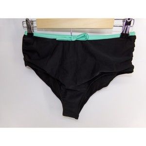 black and mint green high waist bikini swim bottoms cheeky size Large